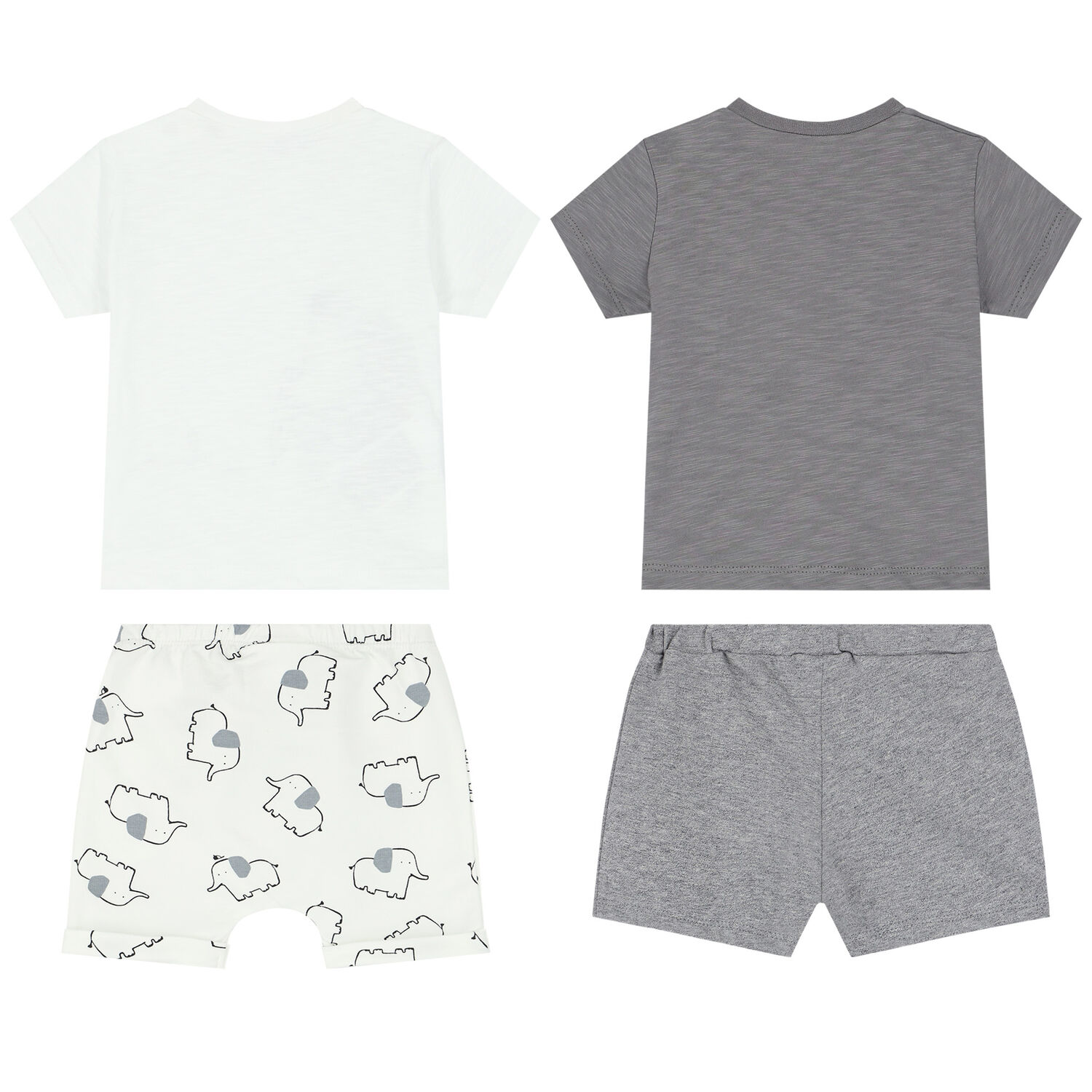 Baby Boys White & Grey Shorts Set (4 Piece), 1, hi-res image number null