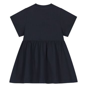 Younger Girls Navy Blue Tiger Logo Dress