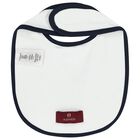 Baby Boys White & Navy Blue Logo Bib, 3, hi-res