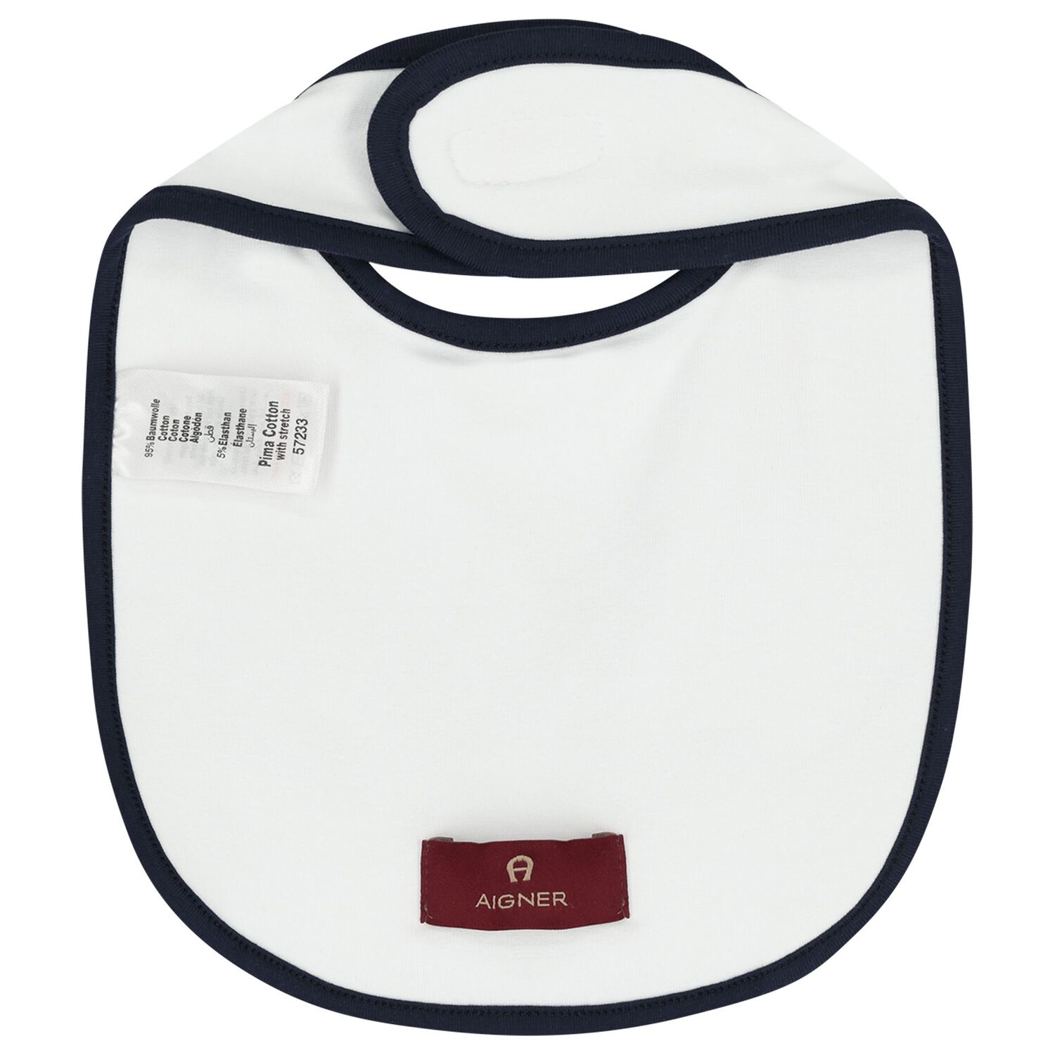 Baby Boys White & Navy Blue Logo Bib, 3, hi-res
