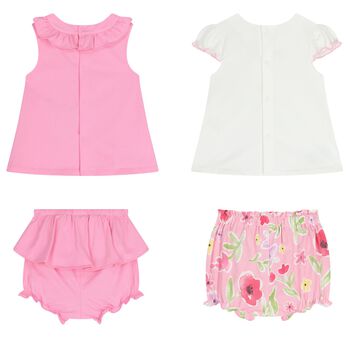 Baby Girls White & Pink Shorts Set ( 2-Pack )