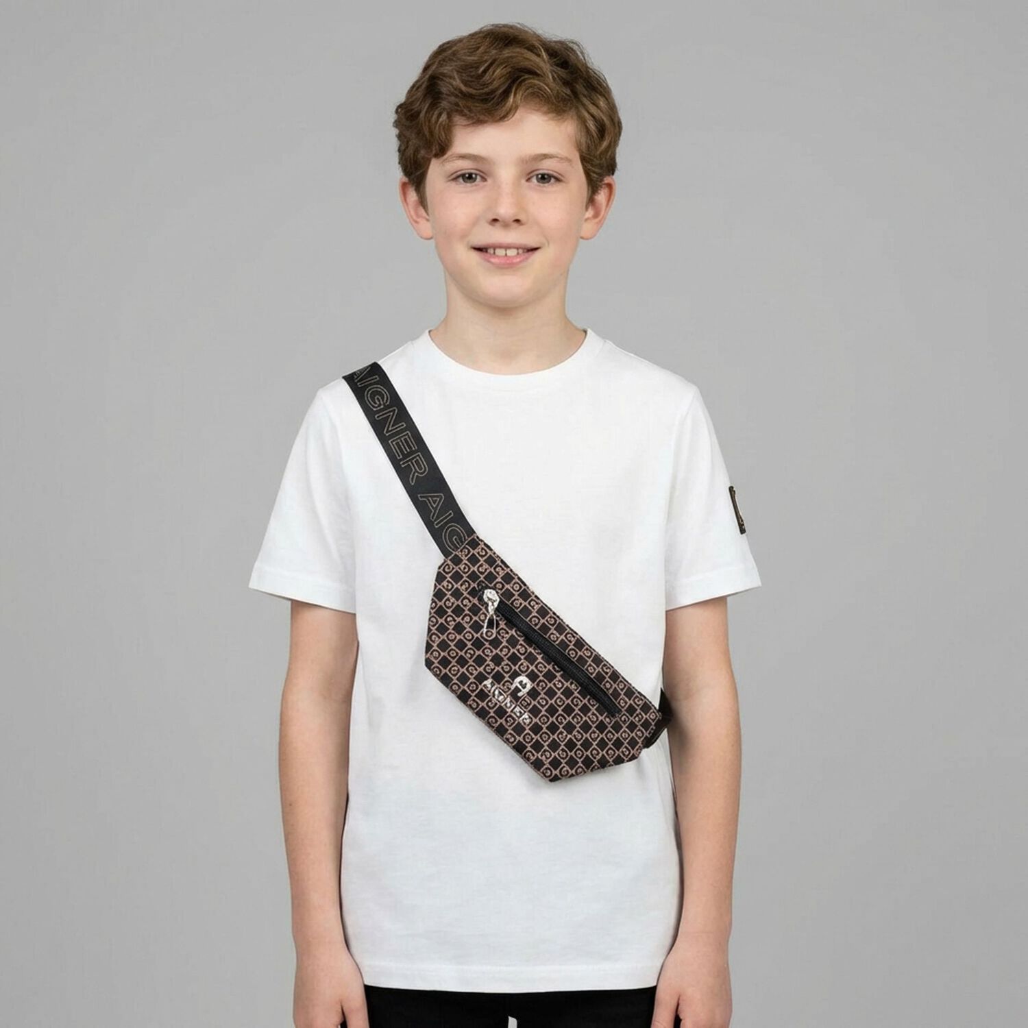 Boys White Logo Bag T-Shirt, 1, hi-res