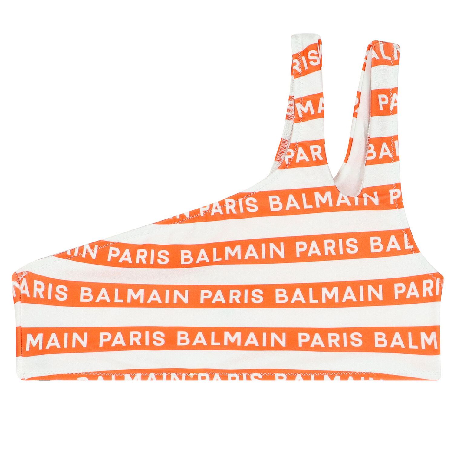 Girls White & Orange Striped Bikini, 1, hi-res