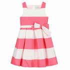Girls White & Pink Dress, 2, hi-res