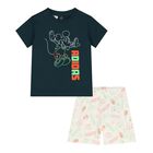 Baby Boys Green & Ivory Disney Logo Shorts Set, 1, hi-res