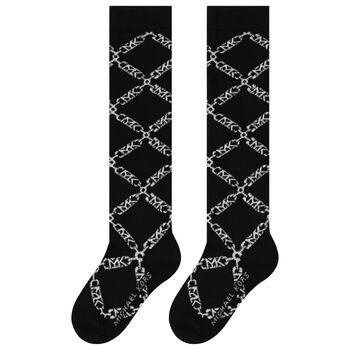 Girls Black Logo Socks