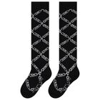 Girls Black Logo Socks, 1, hi-res