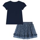 Girls Navy Blue Chiffon Skirt Set, 2, hi-res