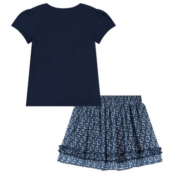 Girls Navy Blue Chiffon Skirt Set