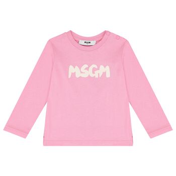 Younger Girls Pink Logo Long Sleeve Top
