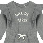 Younger Girls Grey Logo Ruffled Dress, 1, hi-res