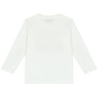 White Teddy Bear Logo Long Sleeve Top, 1, hi-res