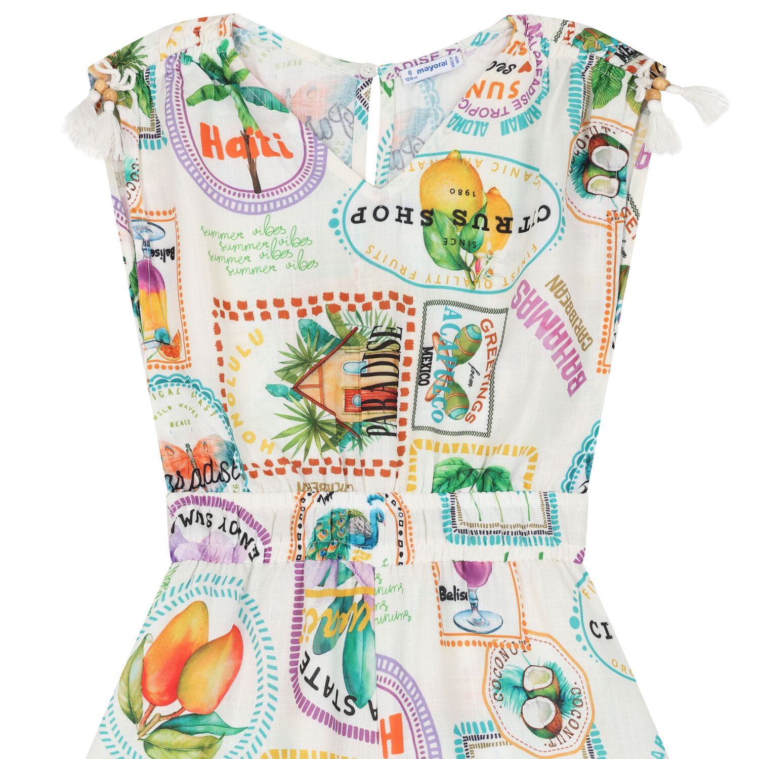 Girls Ivory Tassel Playsuit, 2, hi-res image number null