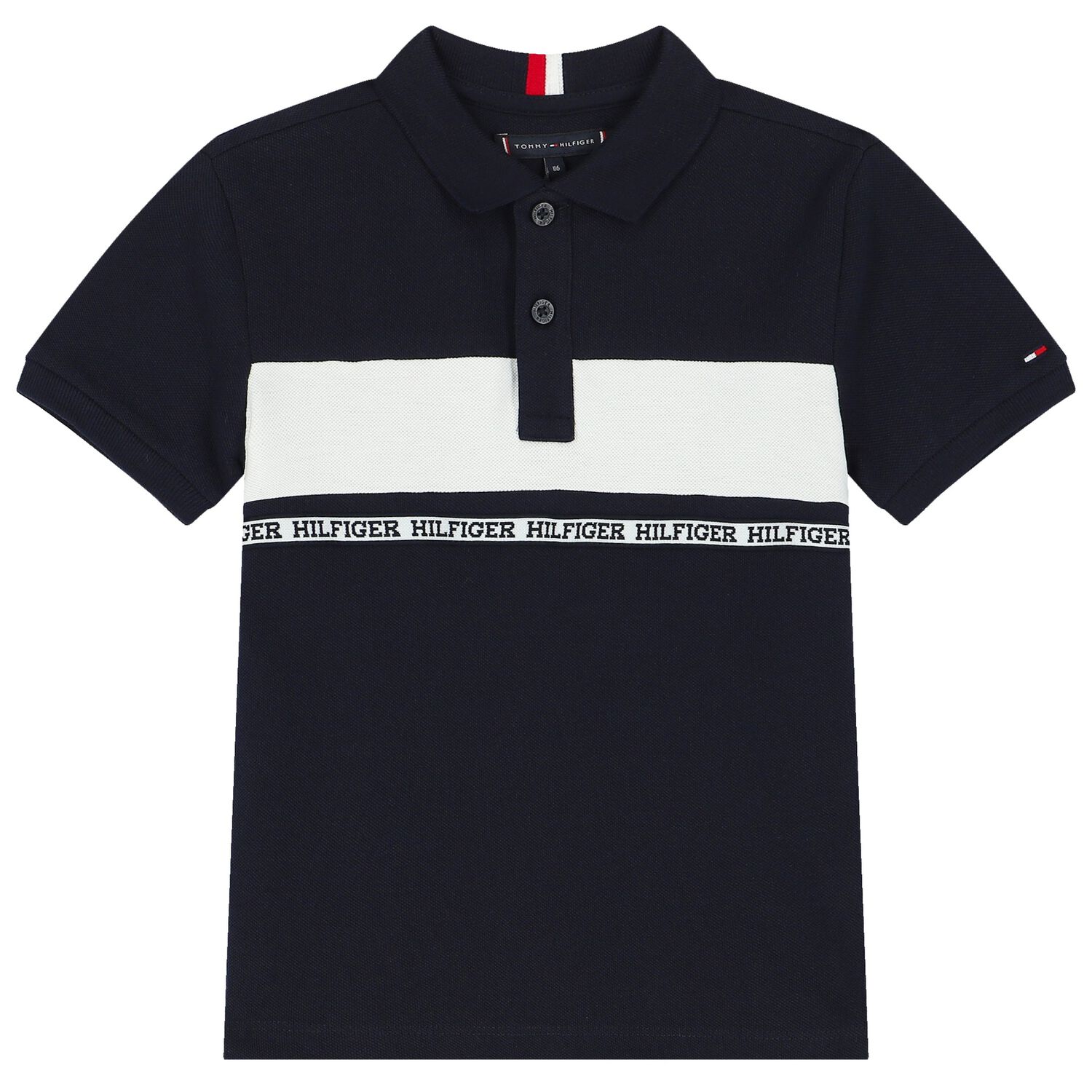 Boys Navy Blue Logo Polo Shirt, 2, hi-res