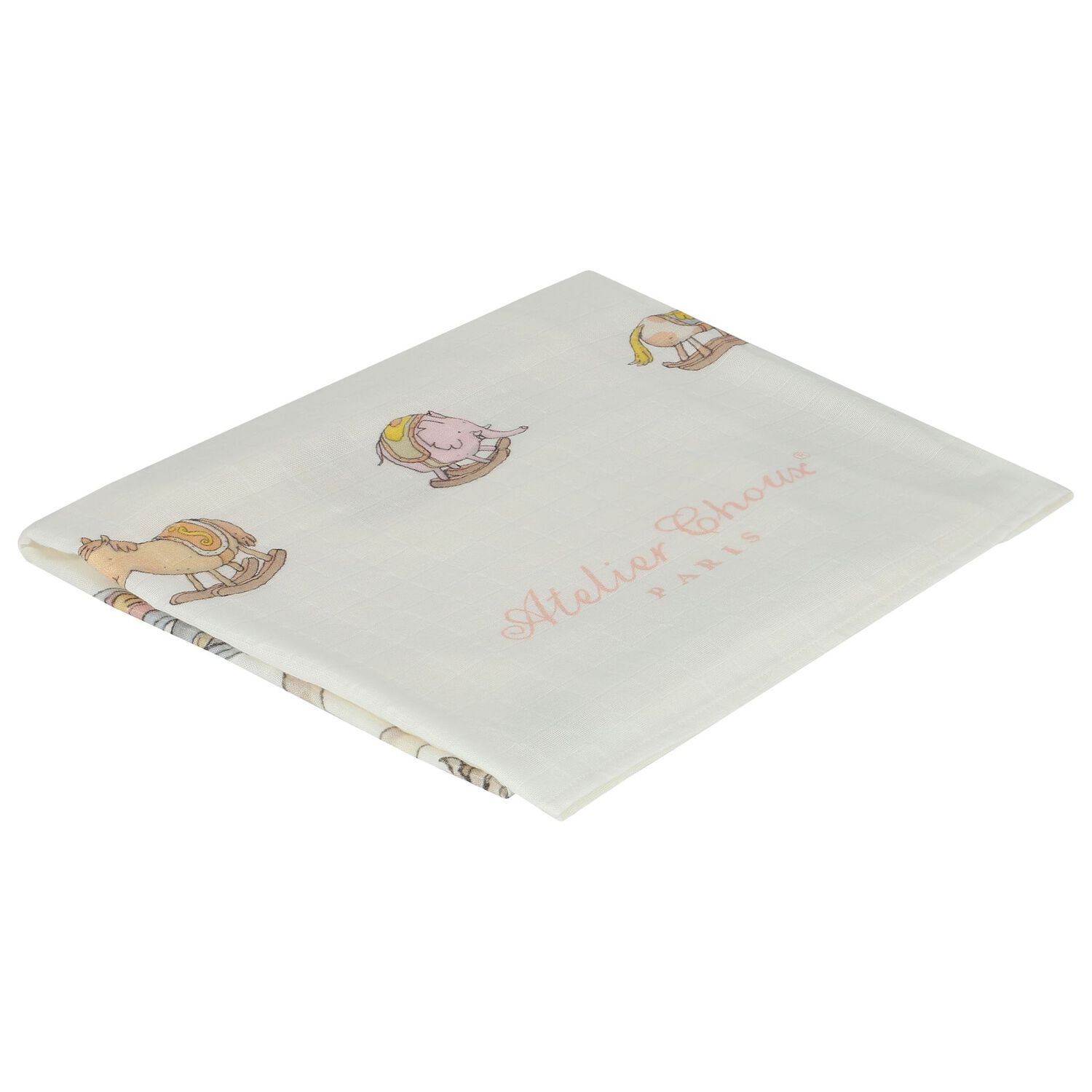 Ivory Rocking Horse Baby Carré Swaddle & Bib Set, 1, hi-res