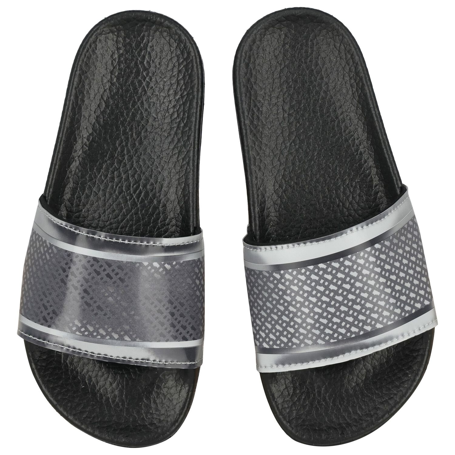 Boys Black & Silver Logo Sliders, 1, hi-res