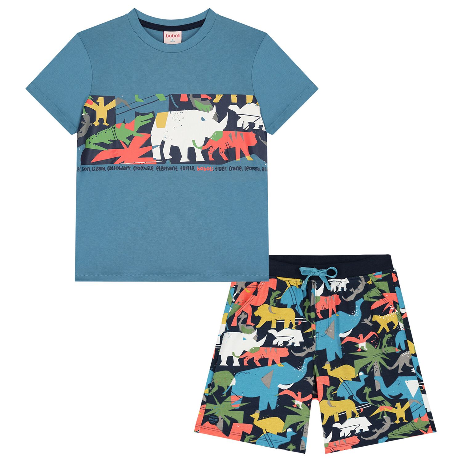 Boys Blue Logo Shorts Set, 1, hi-res