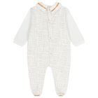 Baby Boys White Logo Babygrow, 1, hi-res