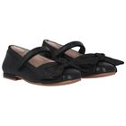Girls Black Flower Shoes, 1, hi-res
