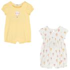 Baby Girls Yellow & White Rompers ( 2-Pack ), 2, hi-res