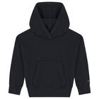 Girls Black Logo Hooded Top, 2, hi-res