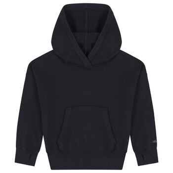 Girls Black Logo Hooded Top