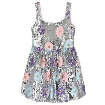 Girls Silver Sequin Dress