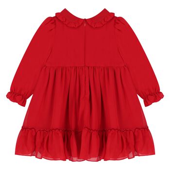 Girls Red Bow Chiffon Dress