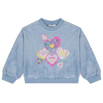 Girls Blue Heart Slogan Sweatshirt