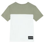 Boys White & Khaki Logo T-Shirt, 3, hi-res
