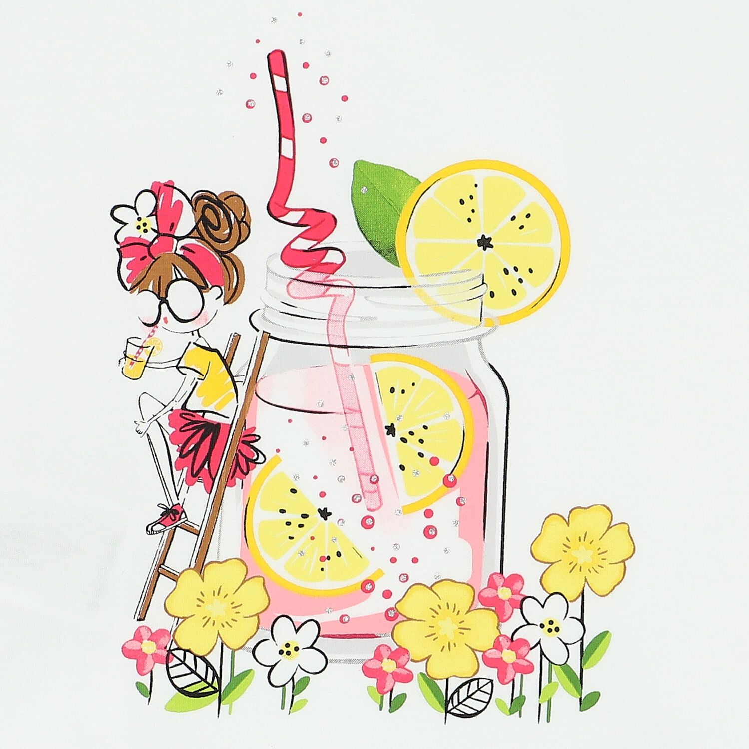 Girls Ivory & Pink Shorts Set, 1, hi-res