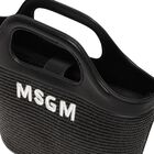 Girls Black Straw Handbag, 2, hi-res