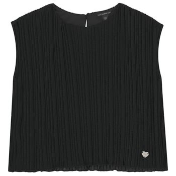 Girls Black Pleated Top