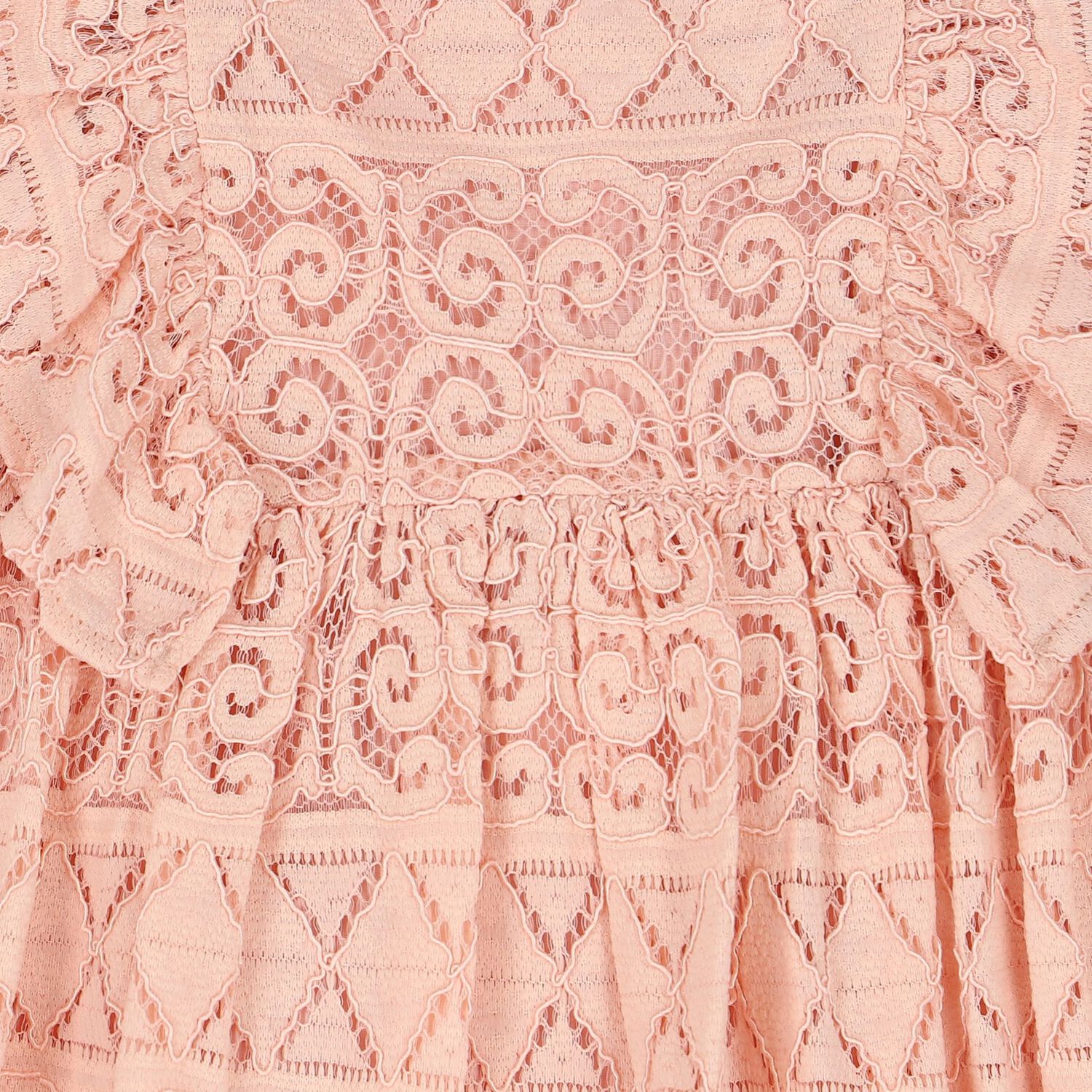 Girls Pink Crochet Lace Dress, 1, hi-res