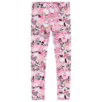 Girls Pink Logo Leggings
