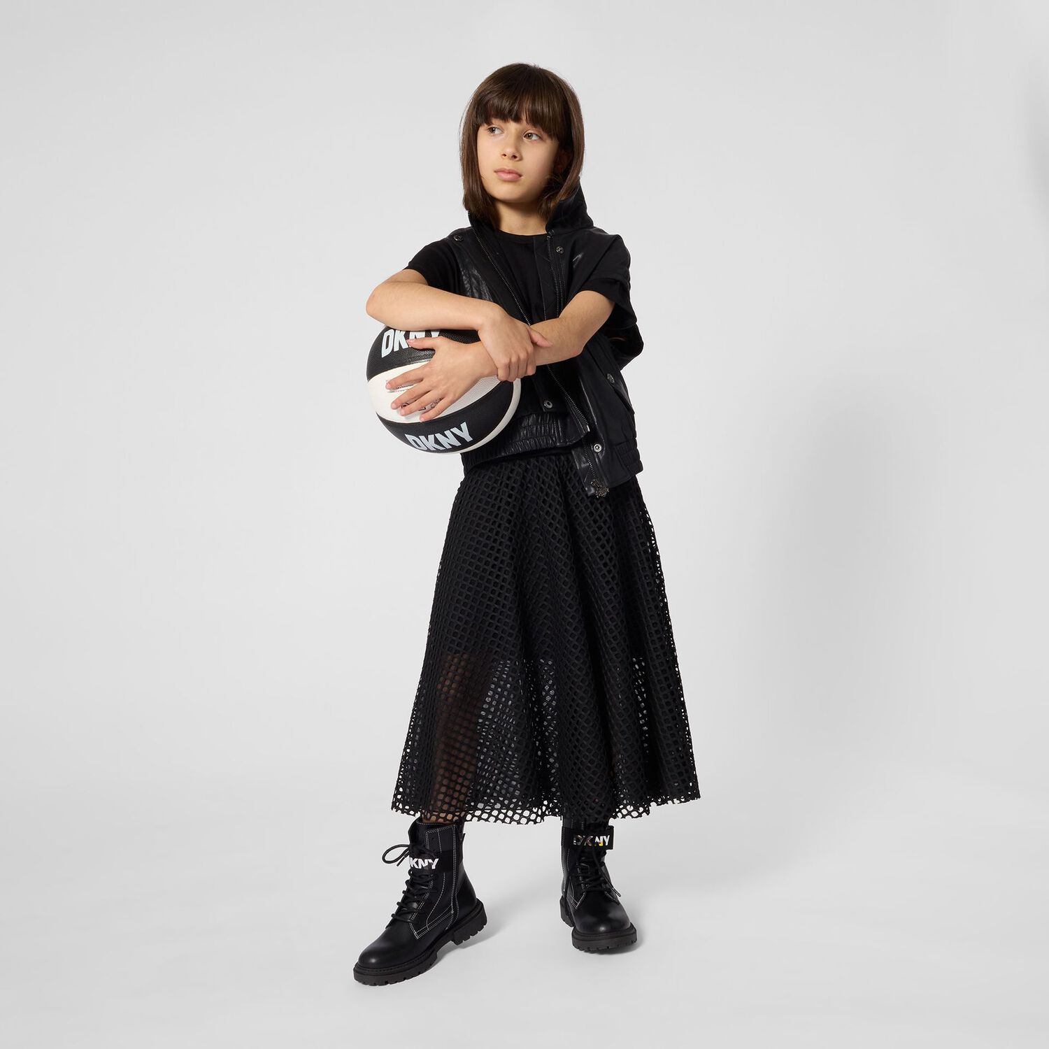 Girls Black Logo Milano Jersey 3-in-1 Dress, 1, hi-res