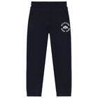Boys Navy Blue Logo Joggers, 1, hi-res