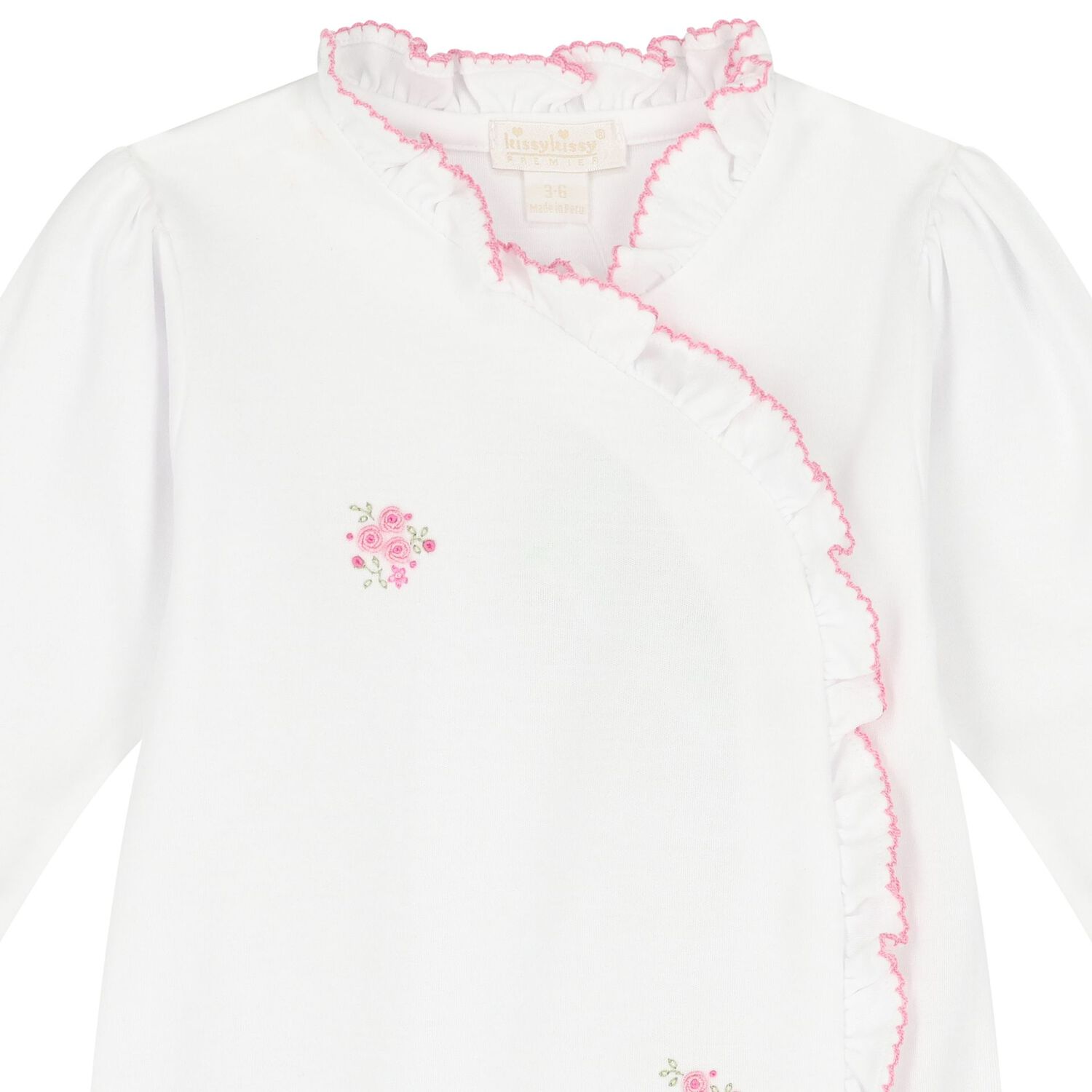 Baby Girls White & Pink Roses Babygrow, 1, hi-res image number null