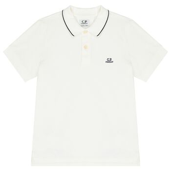 Boys White Logo Polo Shirt
