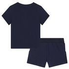 Girls Navy Logo Short Set, 2, hi-res