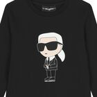 Boys Black Ikonik Karl Long Sleeve Top, 1, hi-res