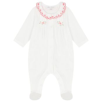 Baby Girls Ivory Floral Babygrow