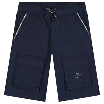 Boys Navy Blue Logo Shorts