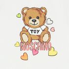 Younger Girls White Teddy Bear Logo Dress, 1, hi-res