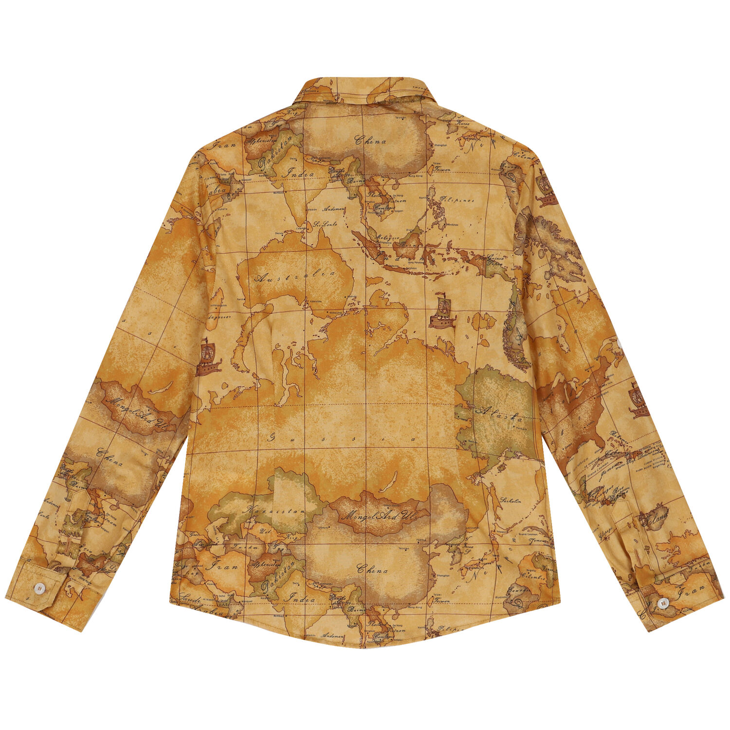 Boys Beige Geo Map Shirt, 1, hi-res image number null