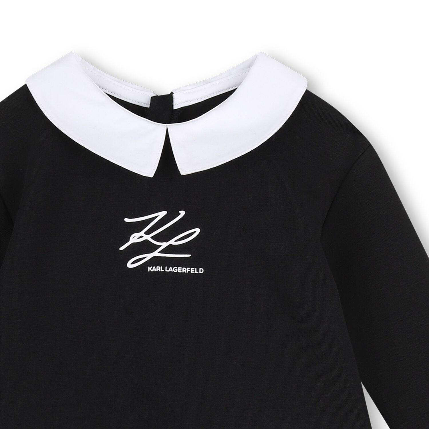Younger Girls Black & White Logo Pleated Dress, 1, hi-res
