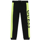 Boys Black & Green Logo Joggers, 1, hi-res