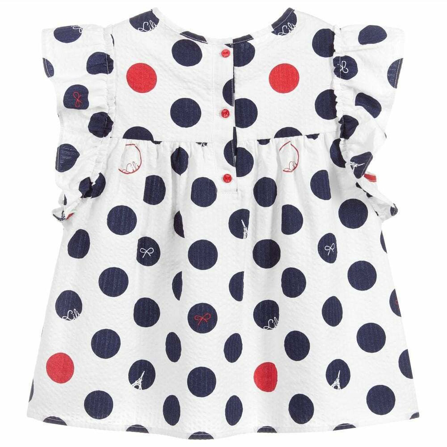 Girls White Polka-Dot Blouse, 1, hi-res