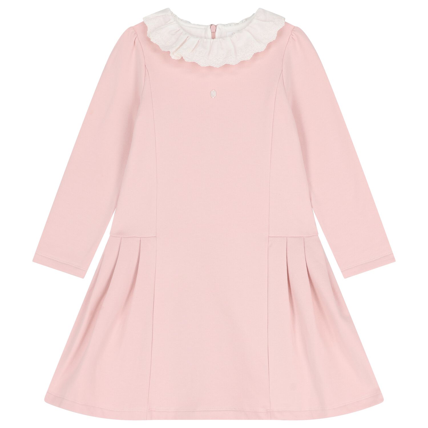Girls Pink Embroidered Collar Dress, 1, hi-res