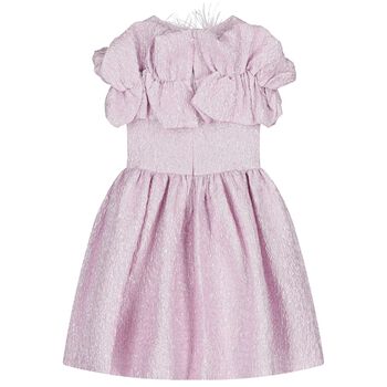 Girls Purple Logo Ruffled Dress